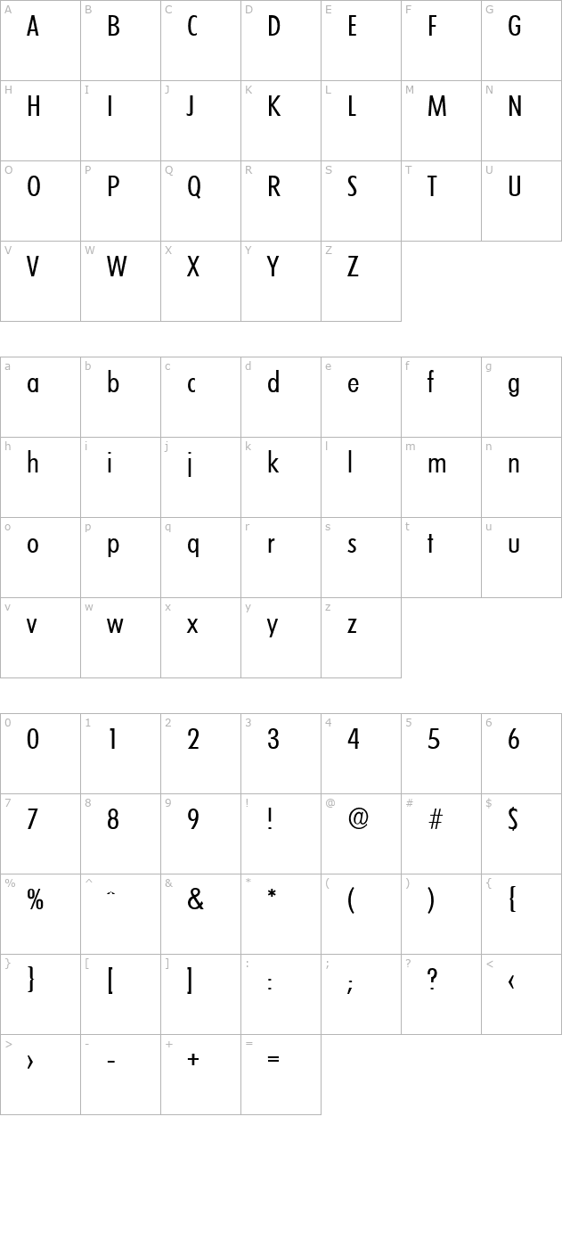 PeterBeckerCond character map