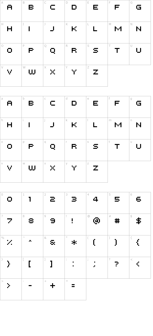 PF Tempesta Five character map