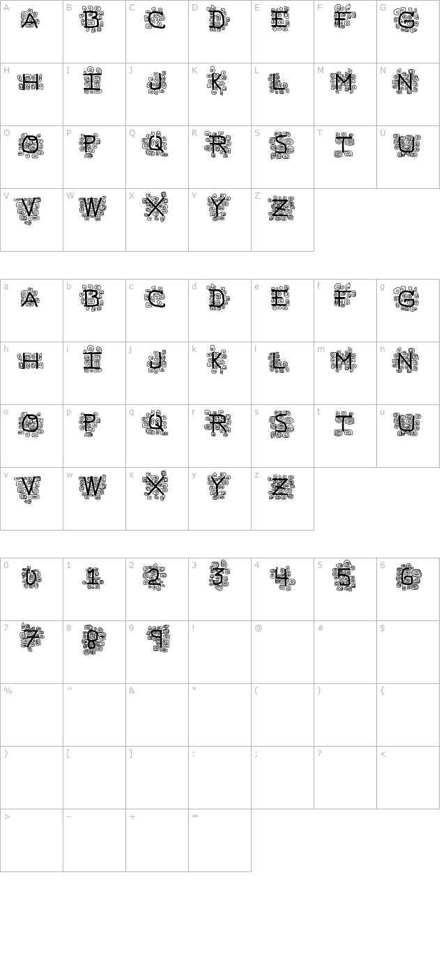 pf-veryverybadfont19 character map