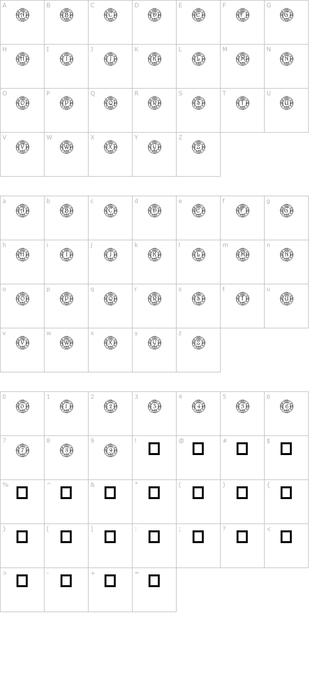 pf-wreath character map