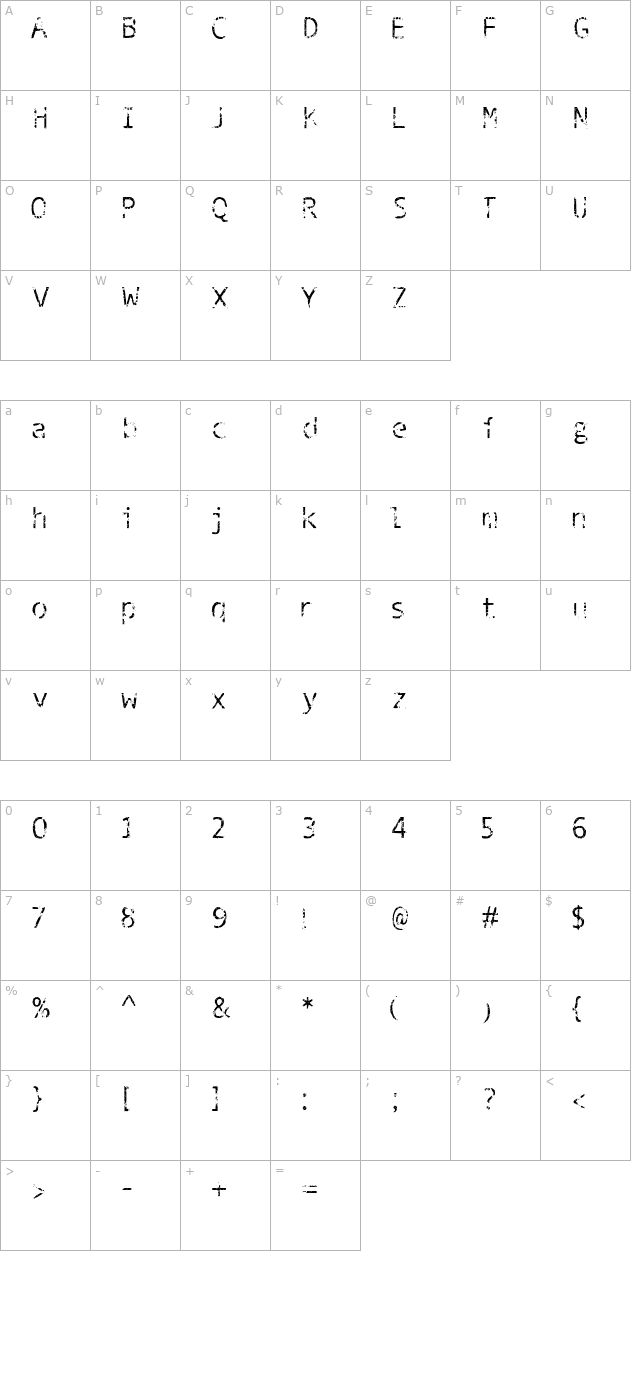 Phantomime character map