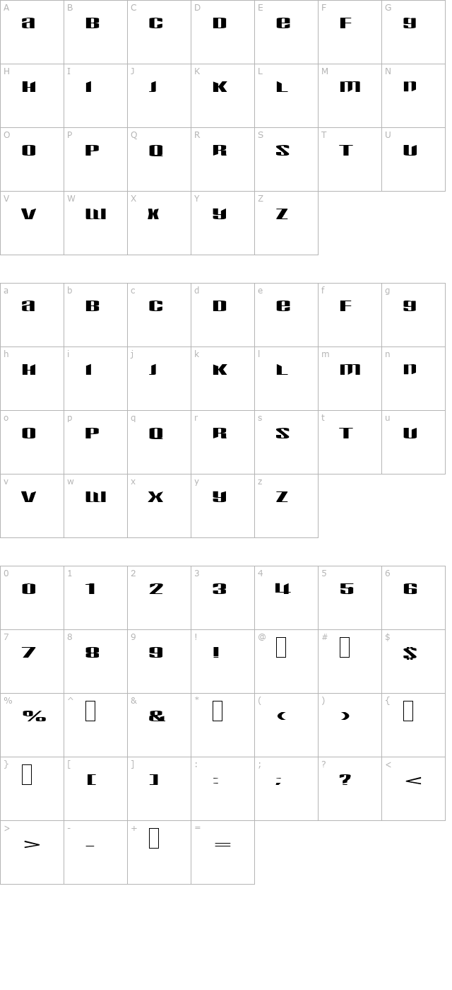 Phatboy character map