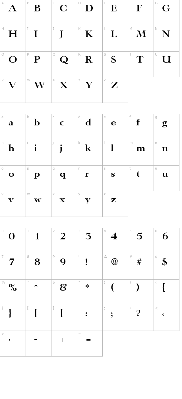 phillipbecker-bold character map