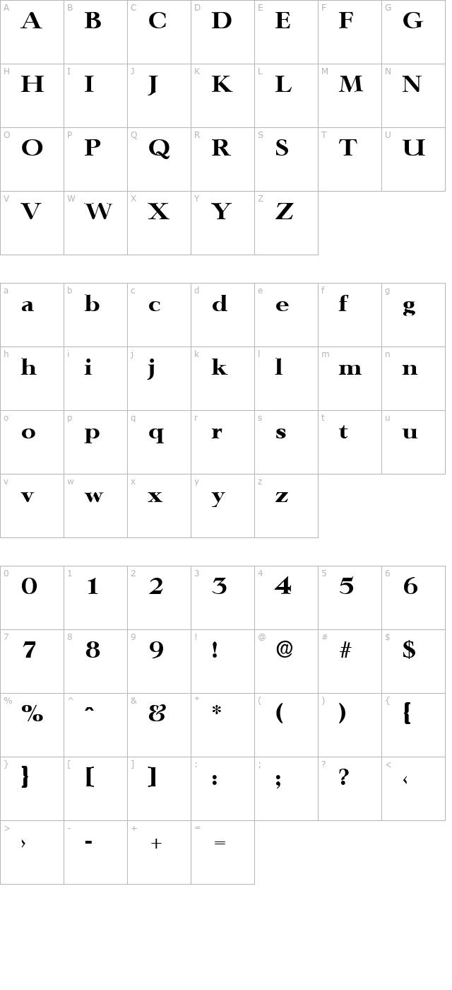 PhillipBecker-ExtraBold character map