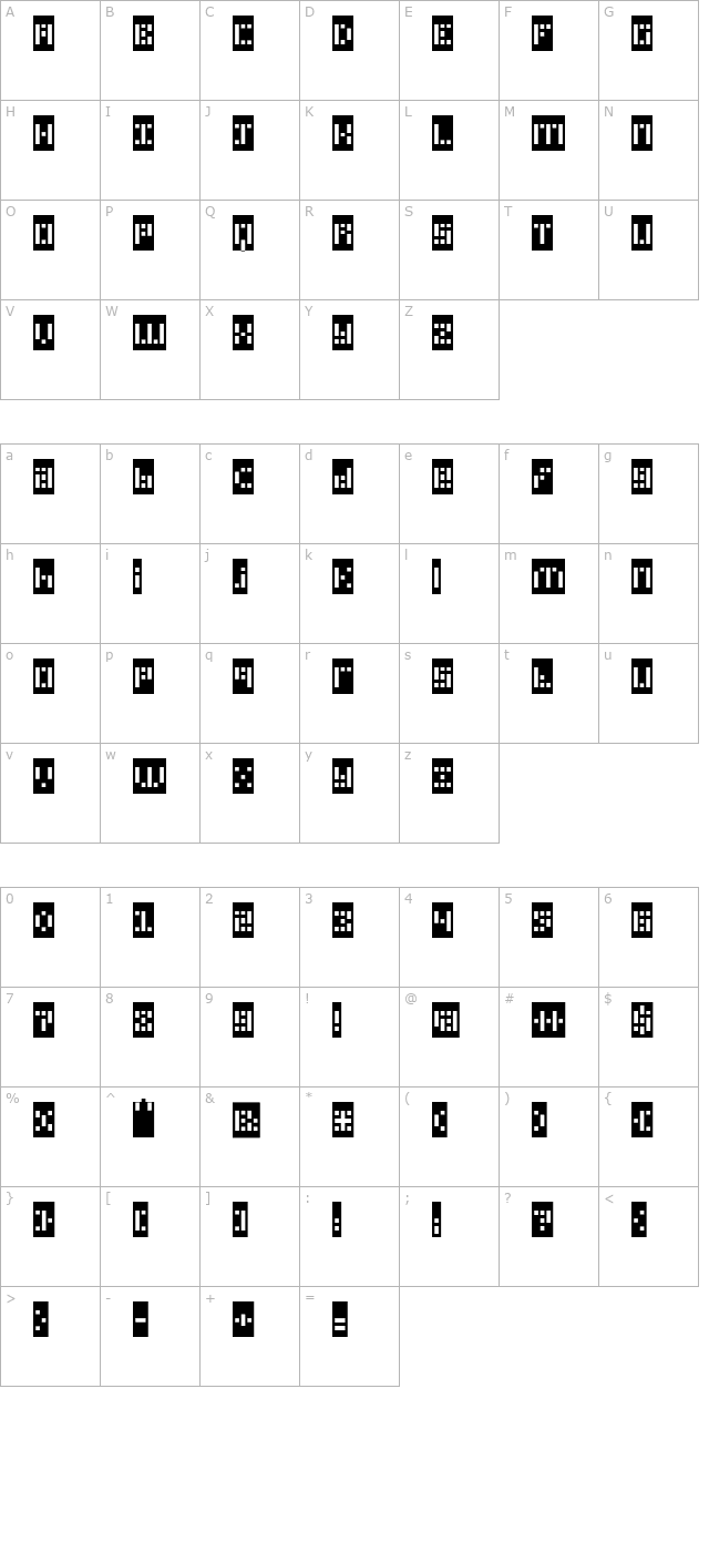 PhlexSquare Negative character map