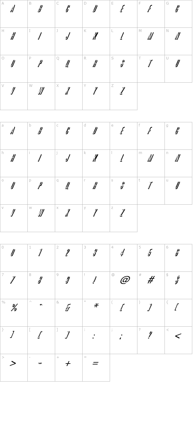 phoenix-d-italic character map