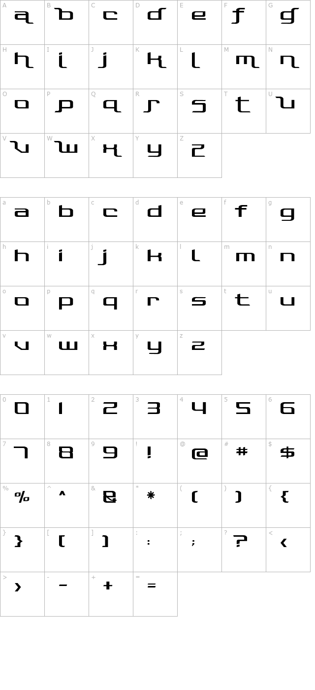 photonica-straight character map