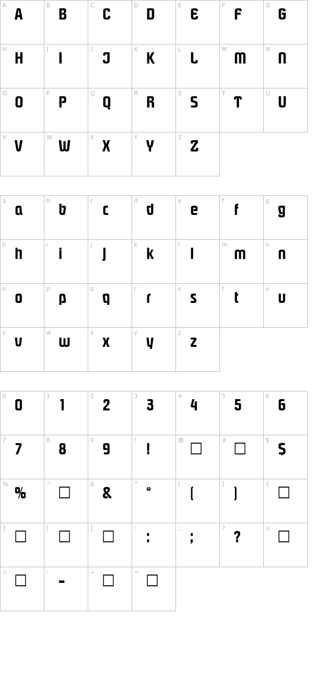 PhrasticMedium Regular character map