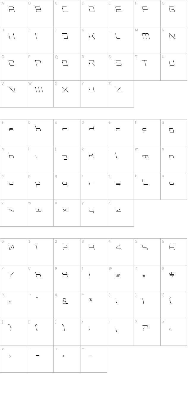 phuturerndclsd-a-italic character map