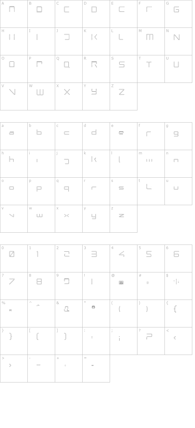 phuturerndclsd-outline character map