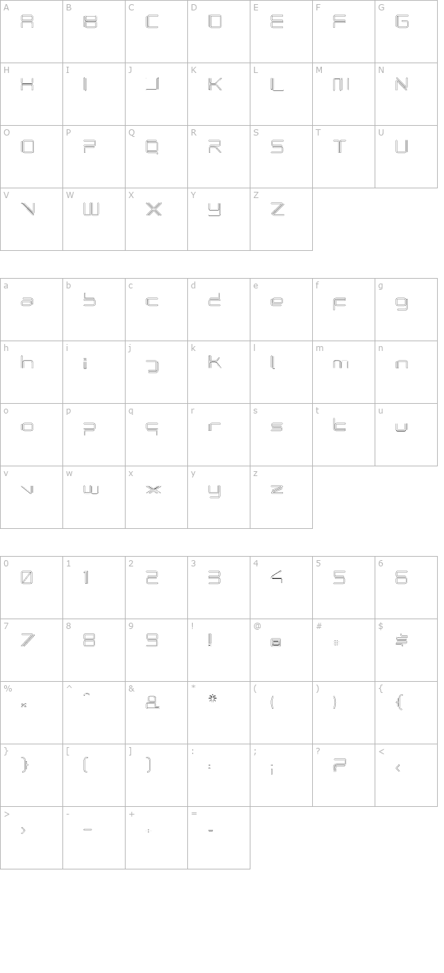 phuturerndopen-outline character map