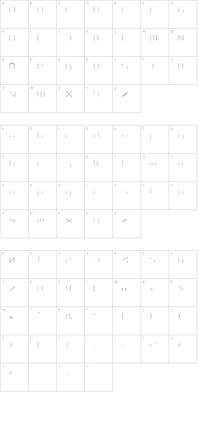 phuturesqrdclsd-outline character map