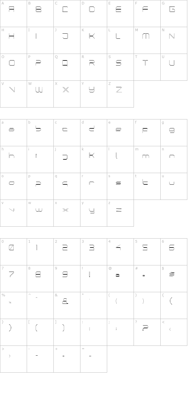 phuturesqrdopen-fine character map