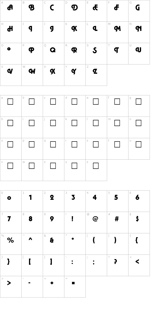 piazzainitials-bold character map