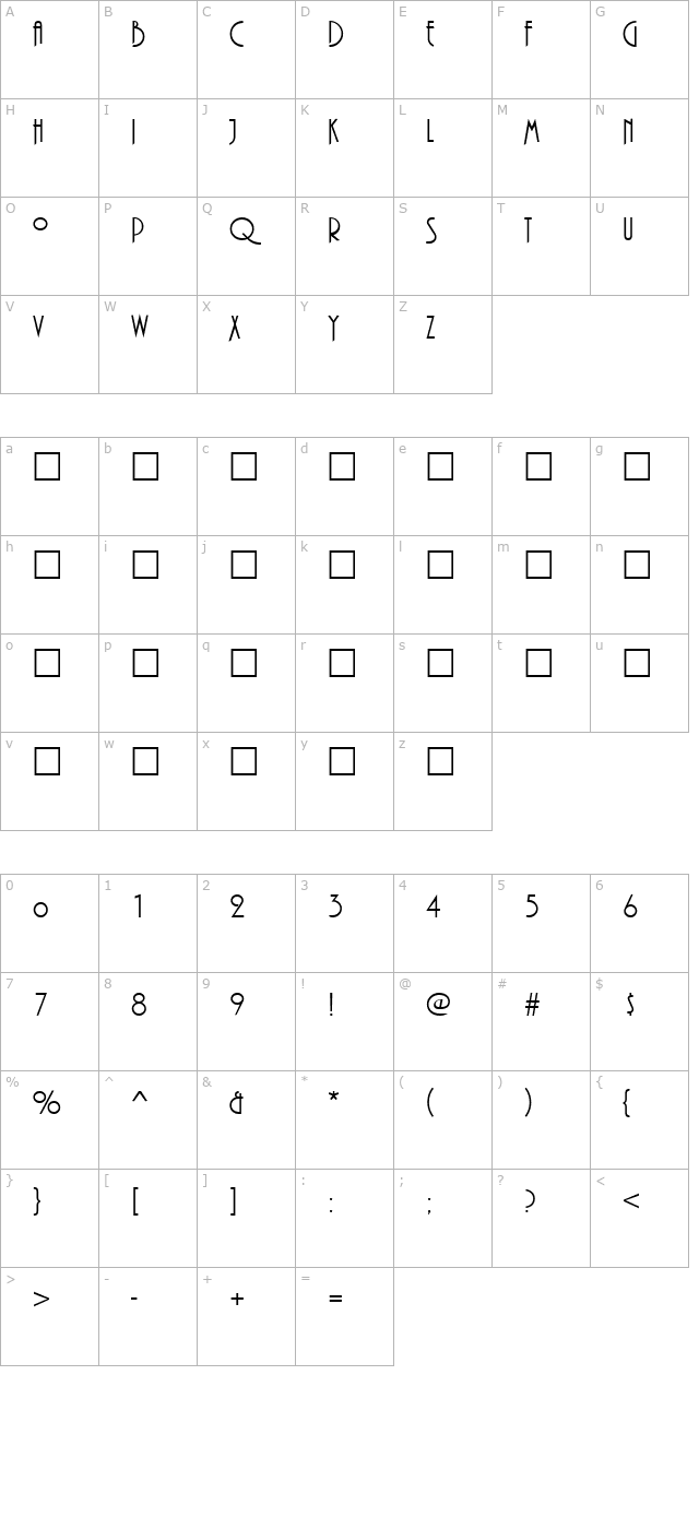 PiazzaSwash Regular character map