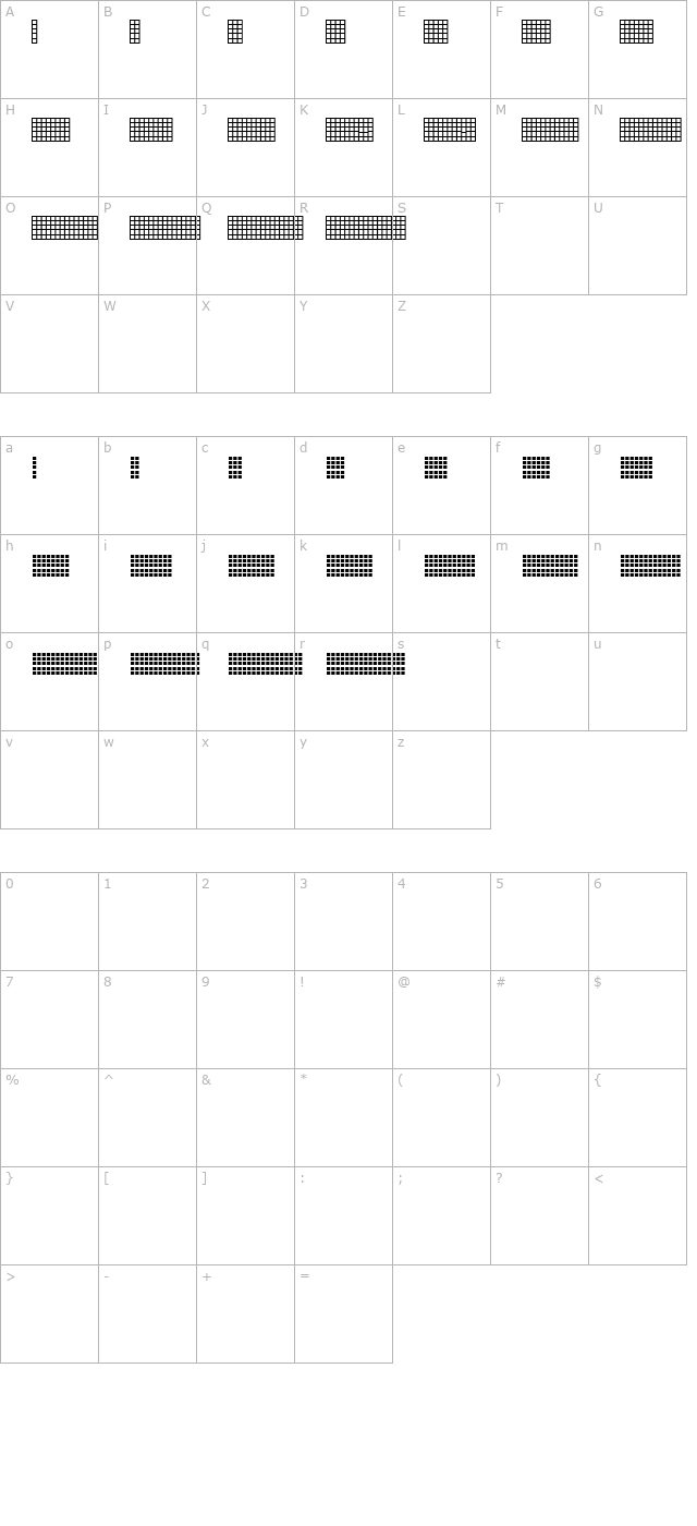 pica-hole-grids character map