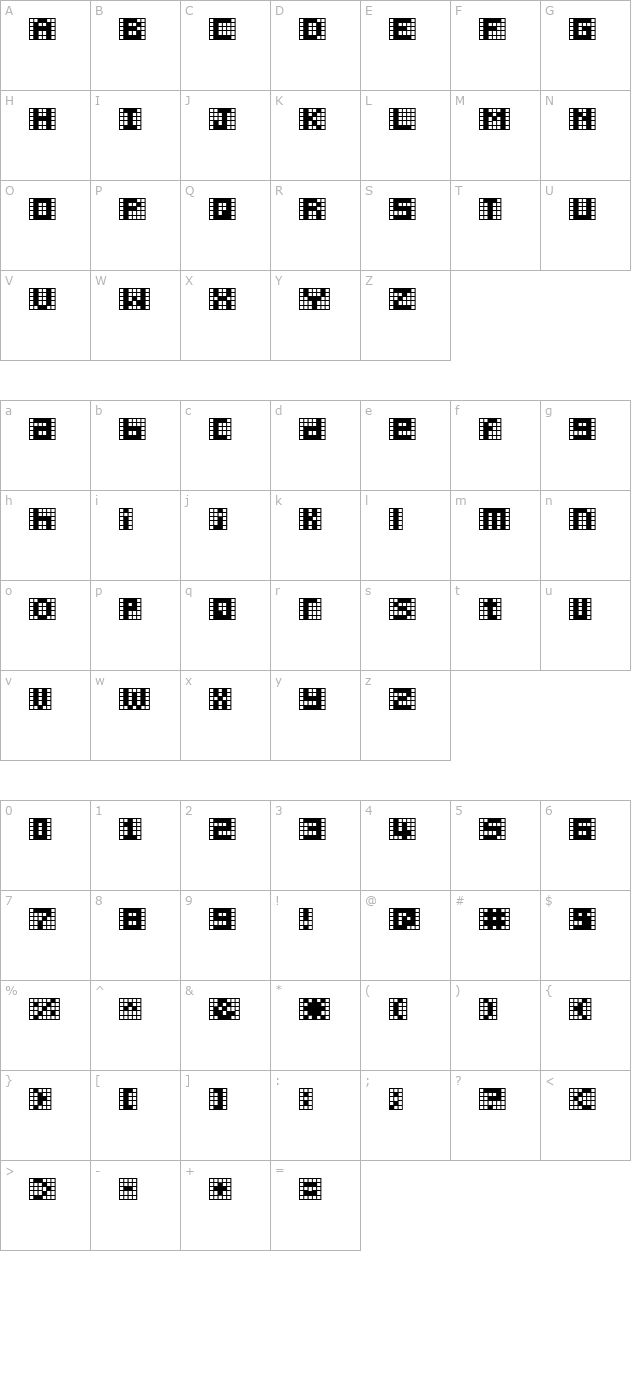 Pica Hole - MRT character map