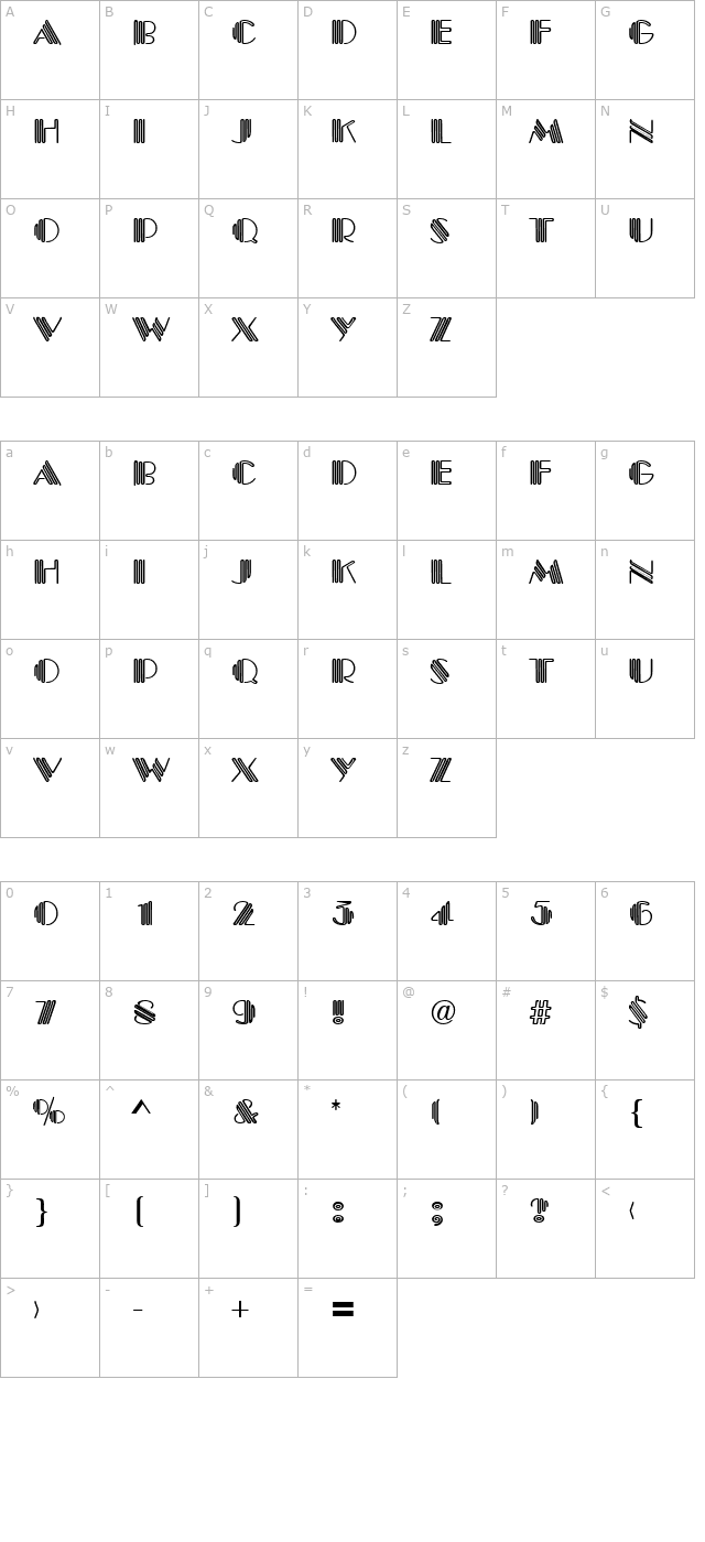 piccolo-regular character map