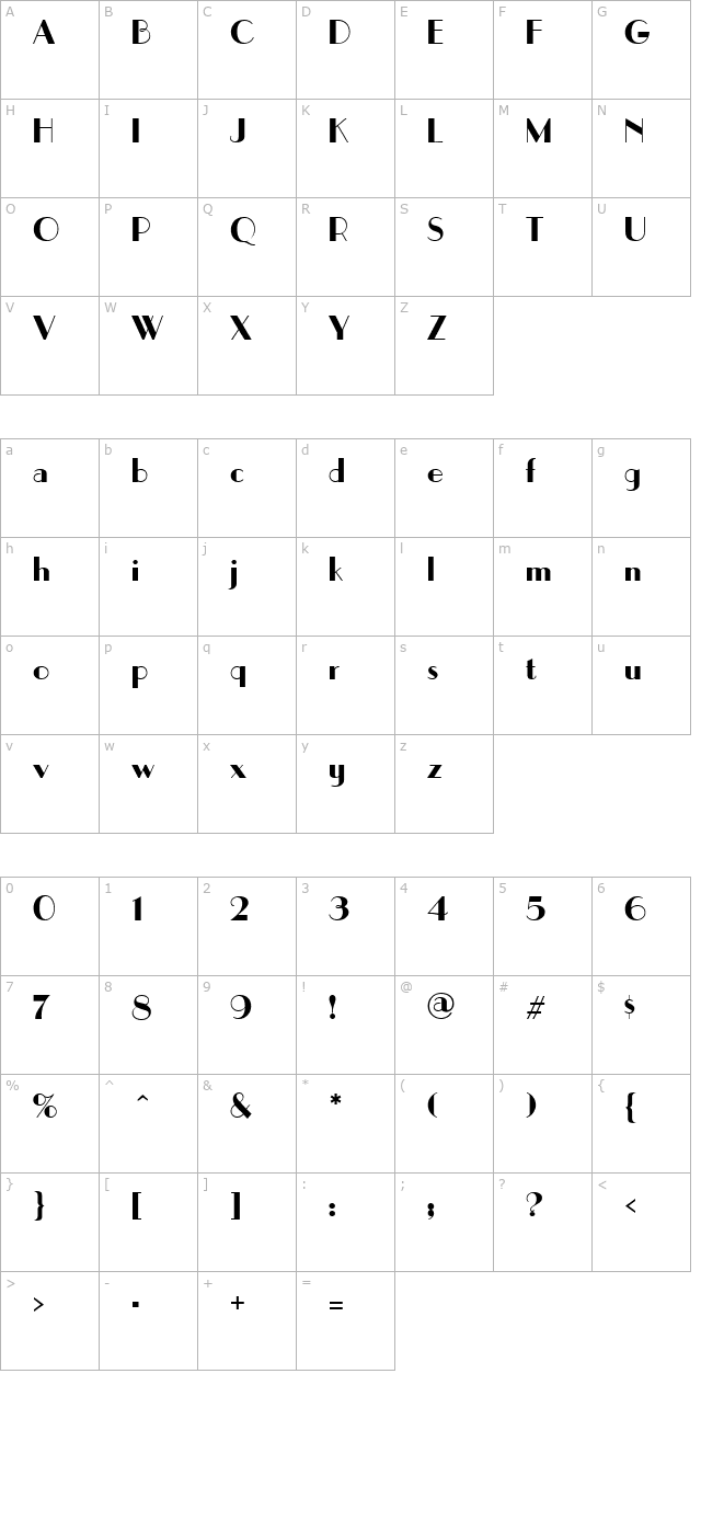 pictongraphic character map