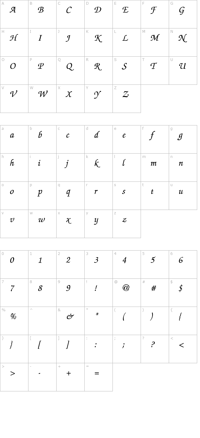 Pierre Light character map