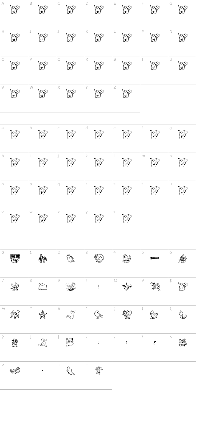 pika-pika character map