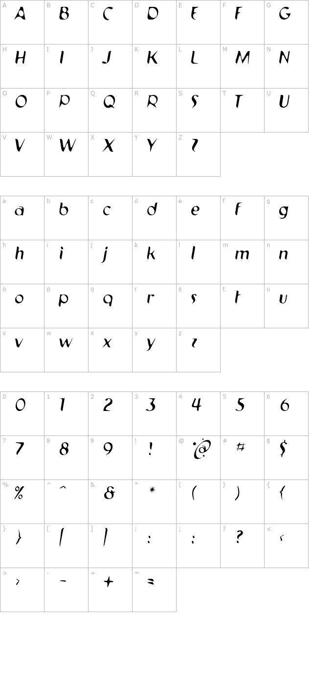 Pilot 1AL character map