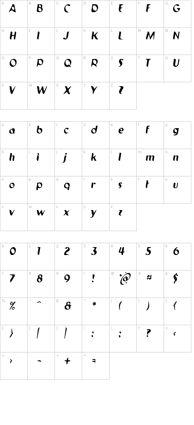 pilot-2ti character map