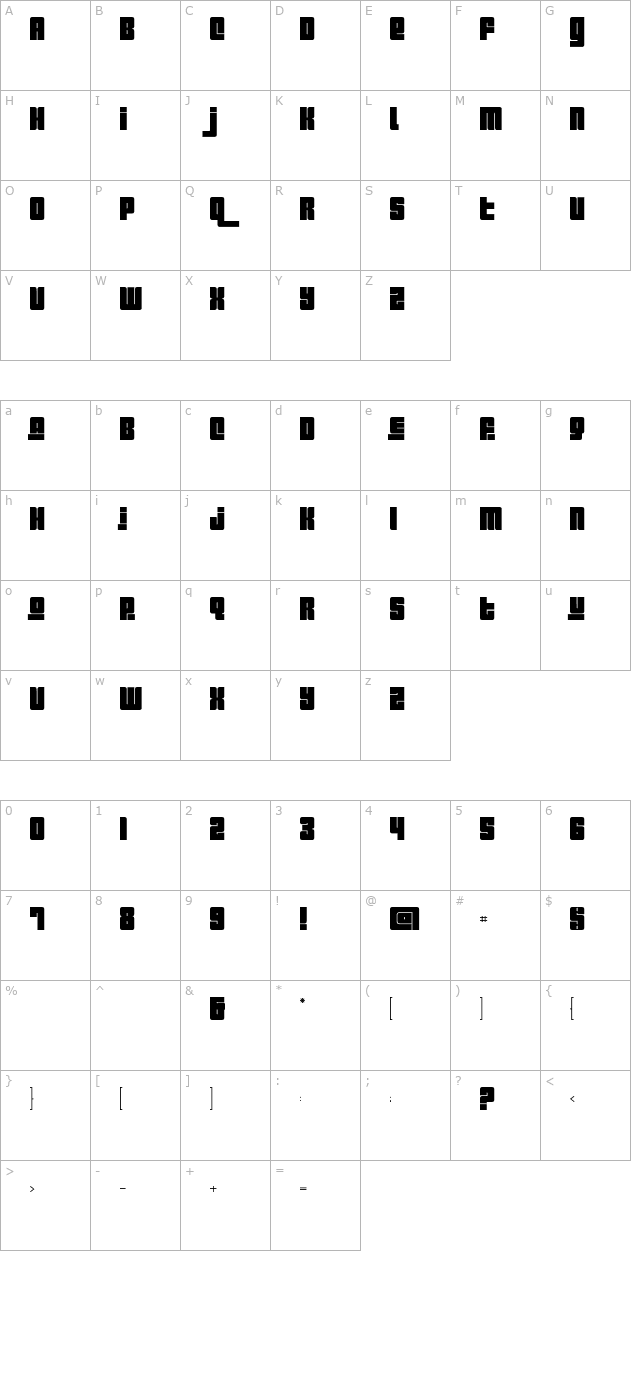 pincoya-black character map