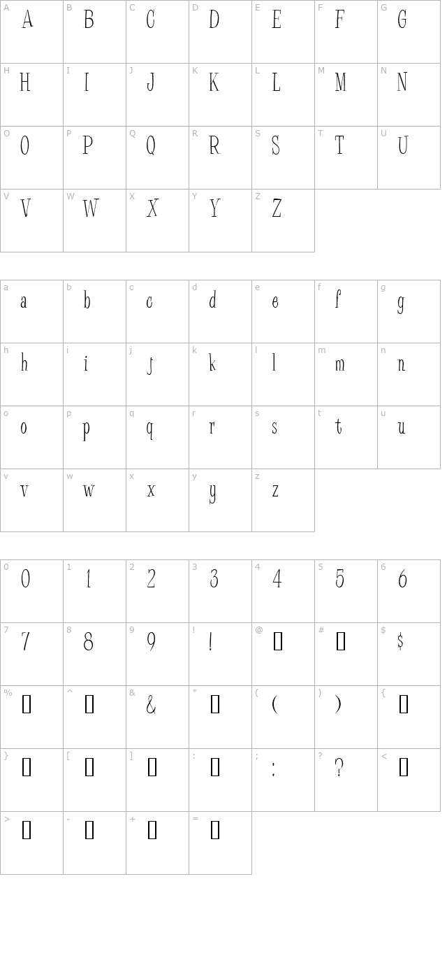 pine-casual character map