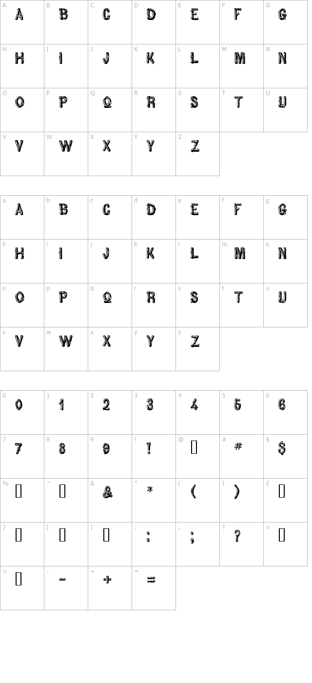 Pinewood character map