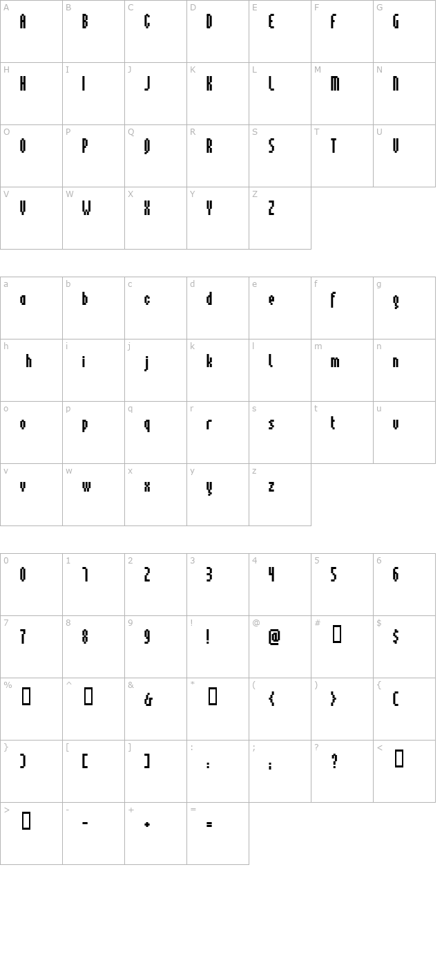 pinx-black character map