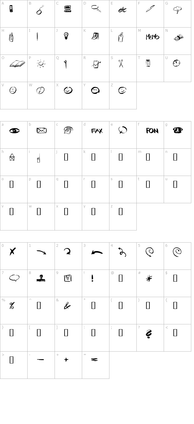 PinxitOfficeLL character map