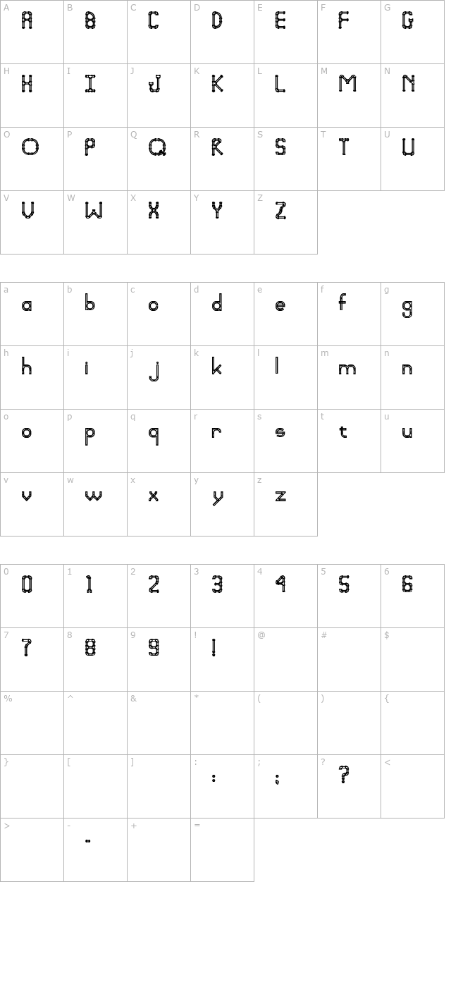 pipefitter-bold character map