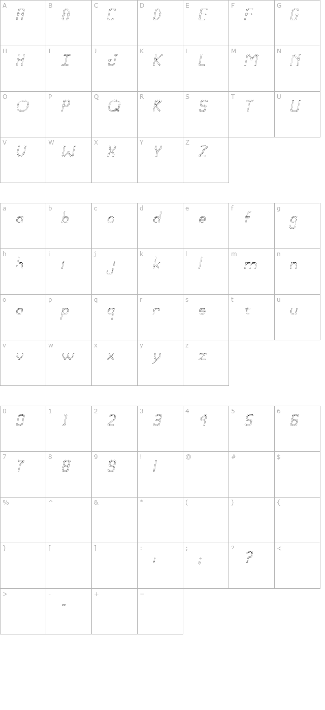 pipefitter-italic character map