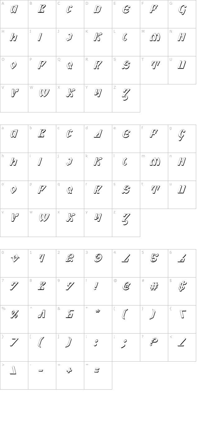 piper-pie-3d-italic character map