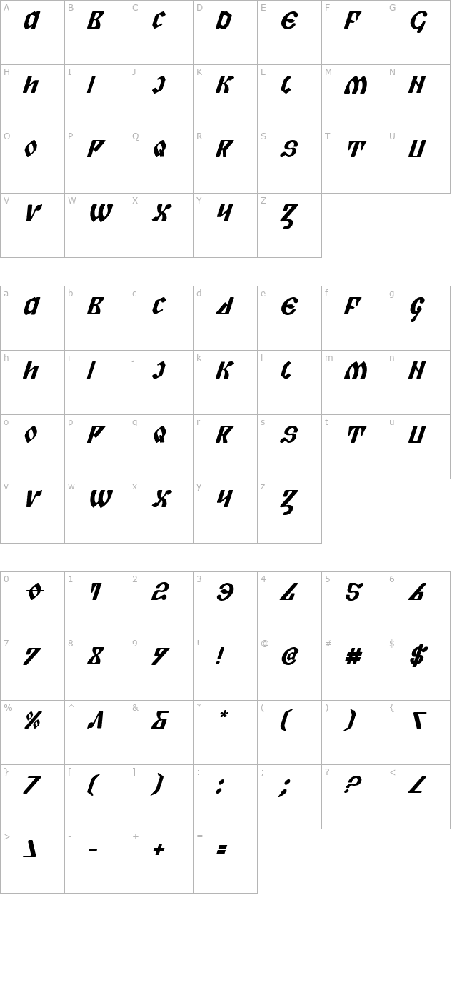 piper-pie-bold-italic character map