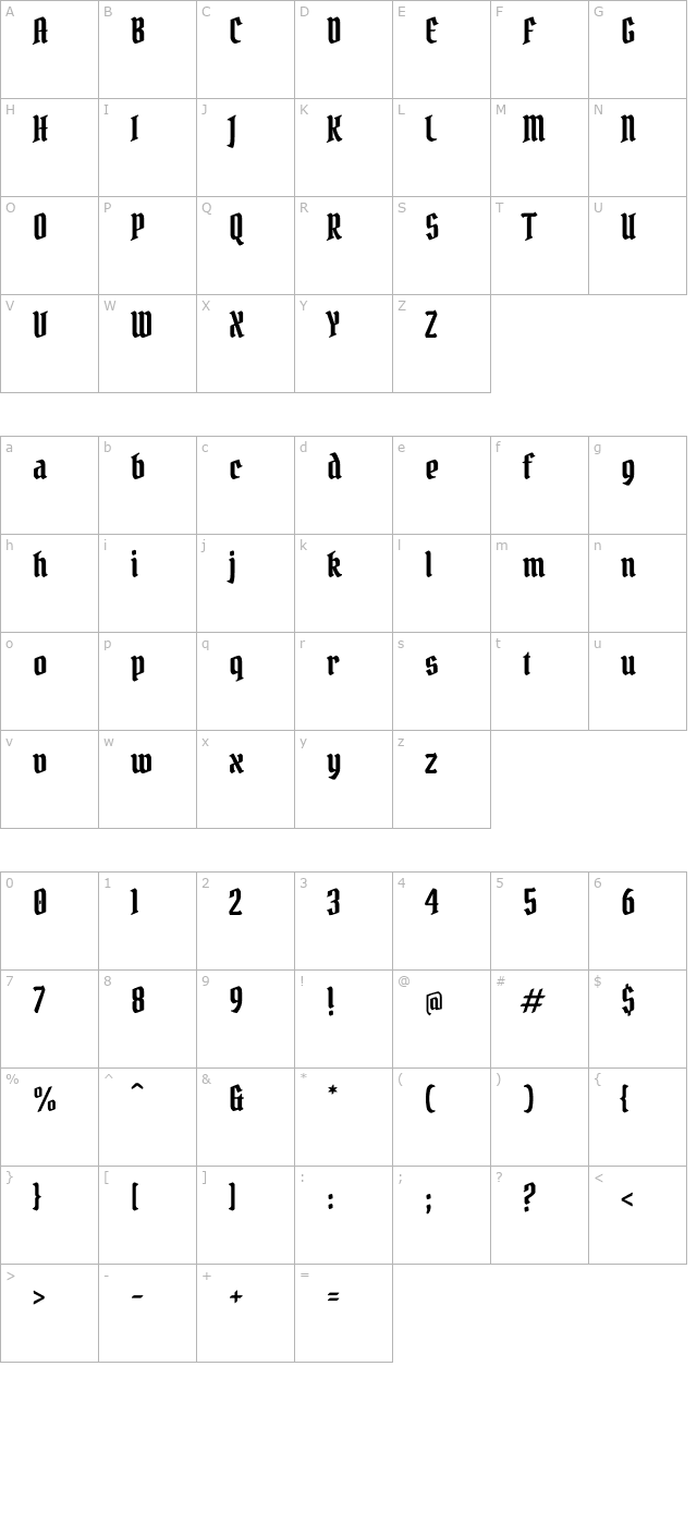 pirata-one character map