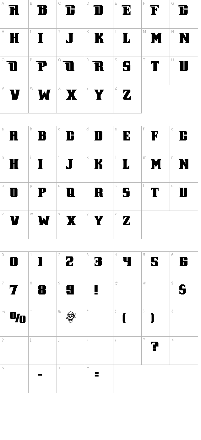 pirate-keg character map