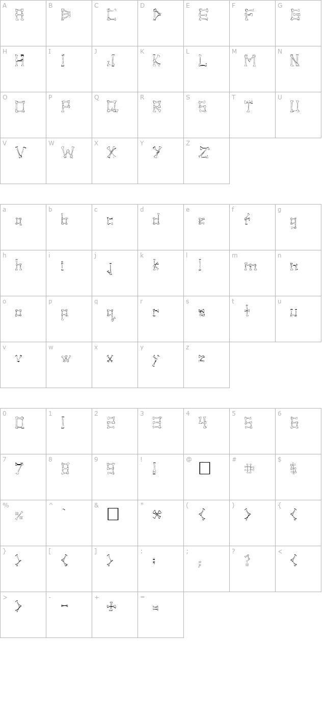 pirate-regular character map