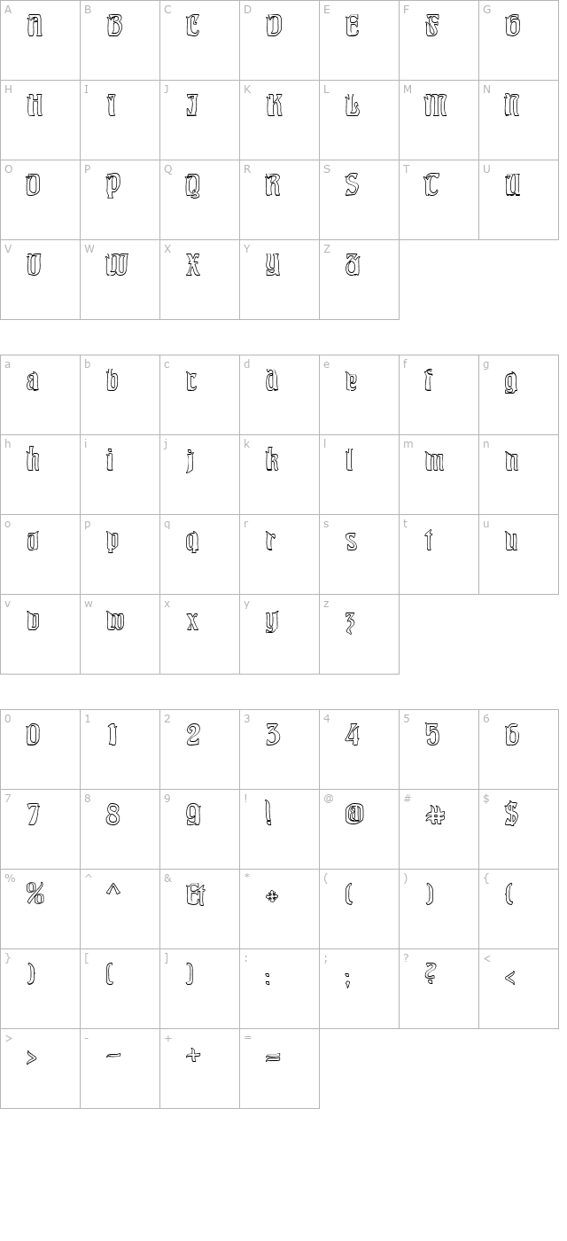 pittoresk-hollow character map