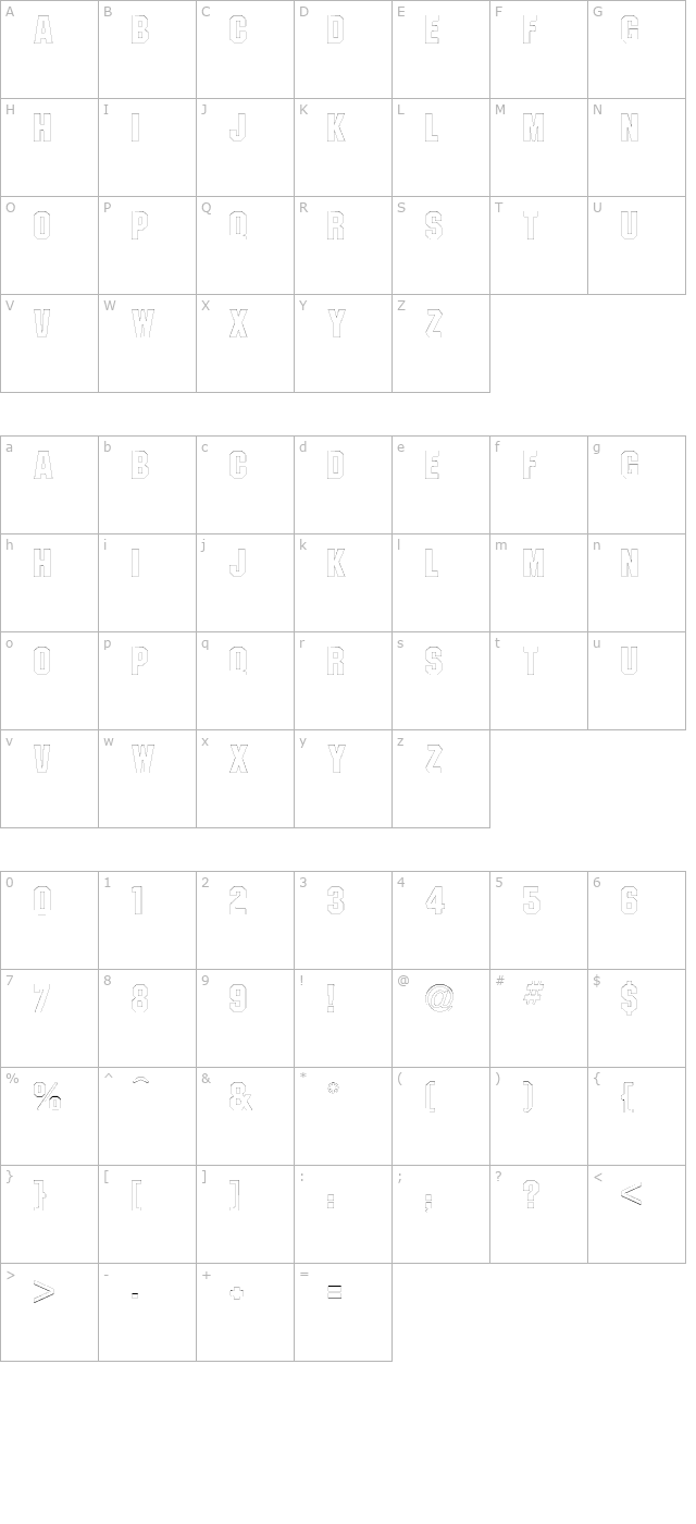 PittsburghOutline character map