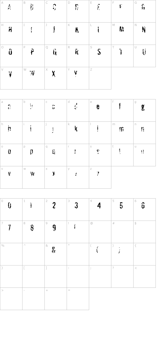 Pixel Shift character map