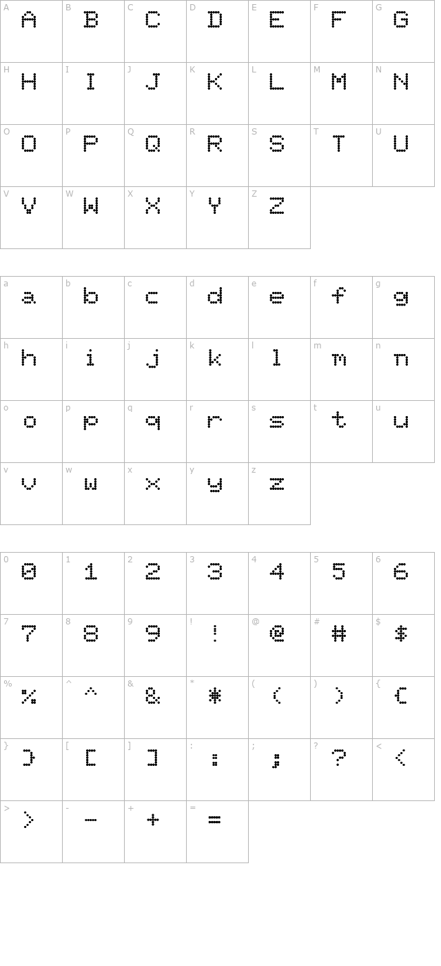 pixelpoint-regular character map