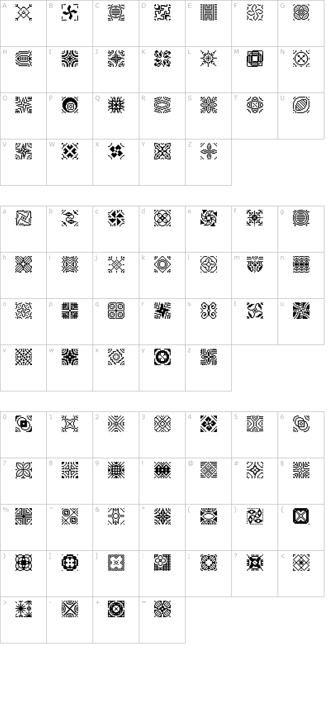 Pixpat20 character map