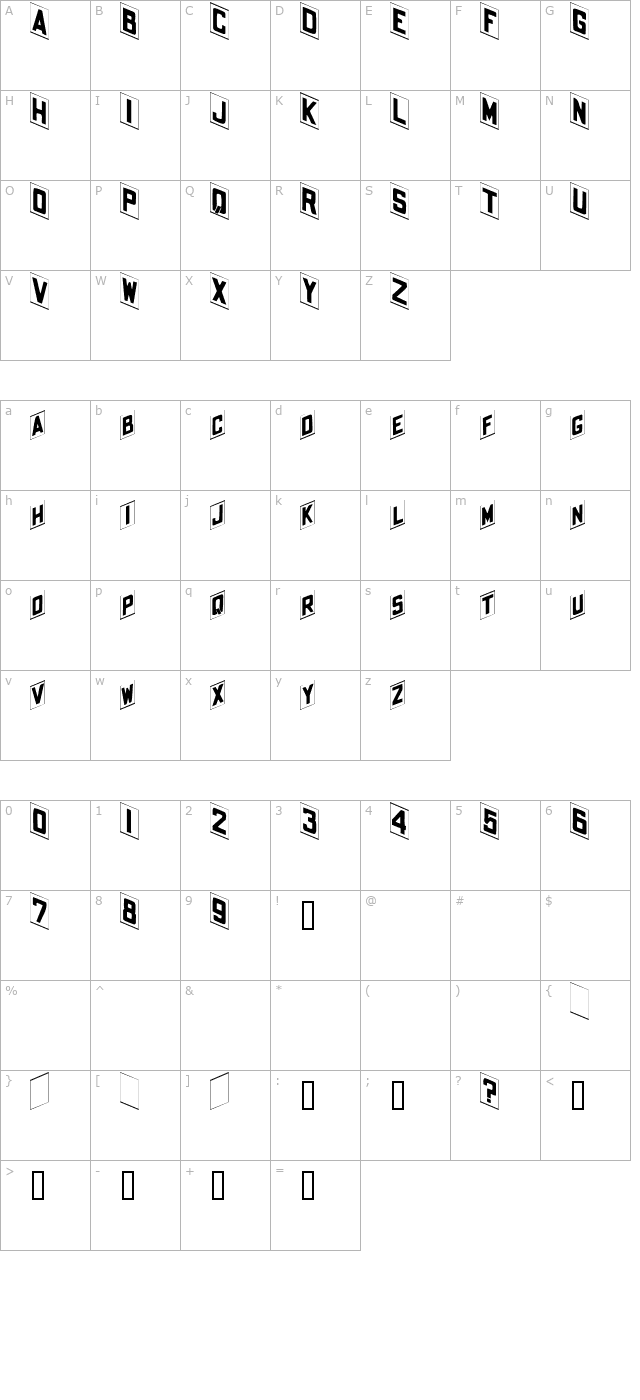 Placecard character map