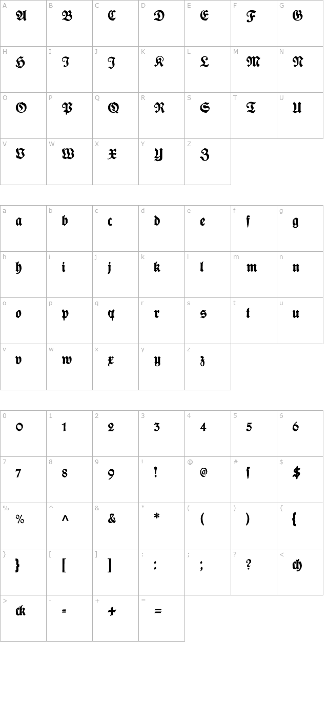 plakat-fraktur-black-otf character map