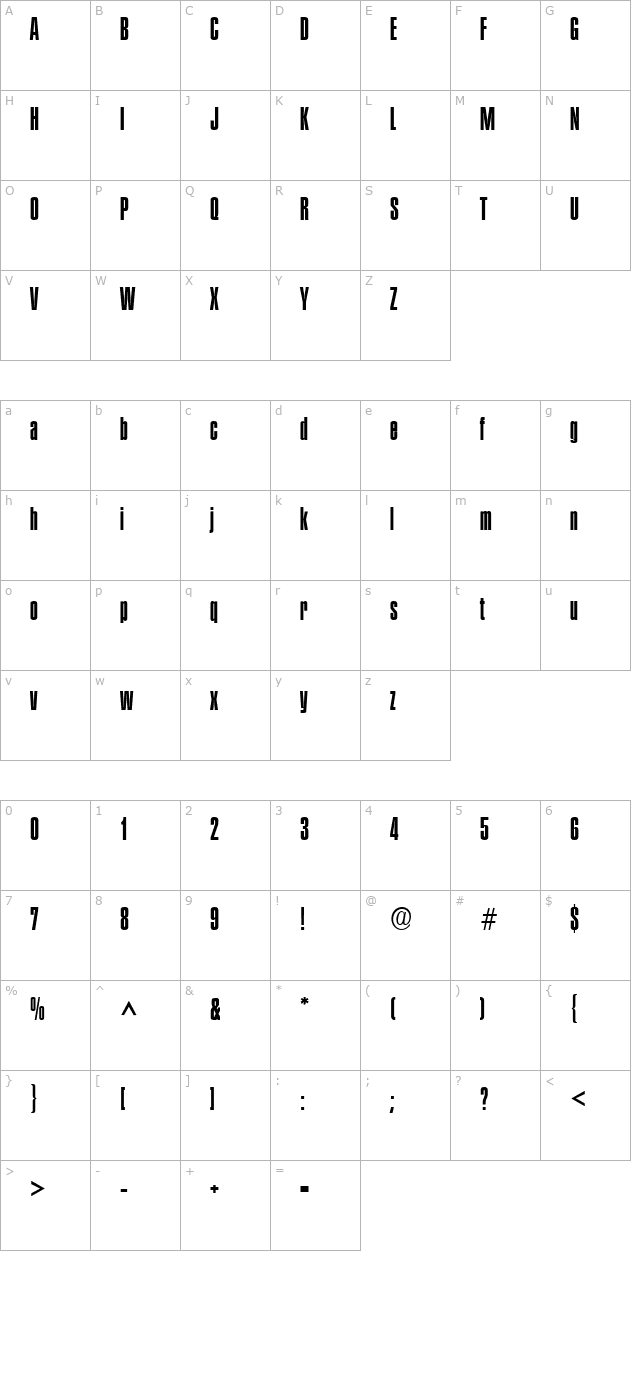 Plakette 2 SF character map