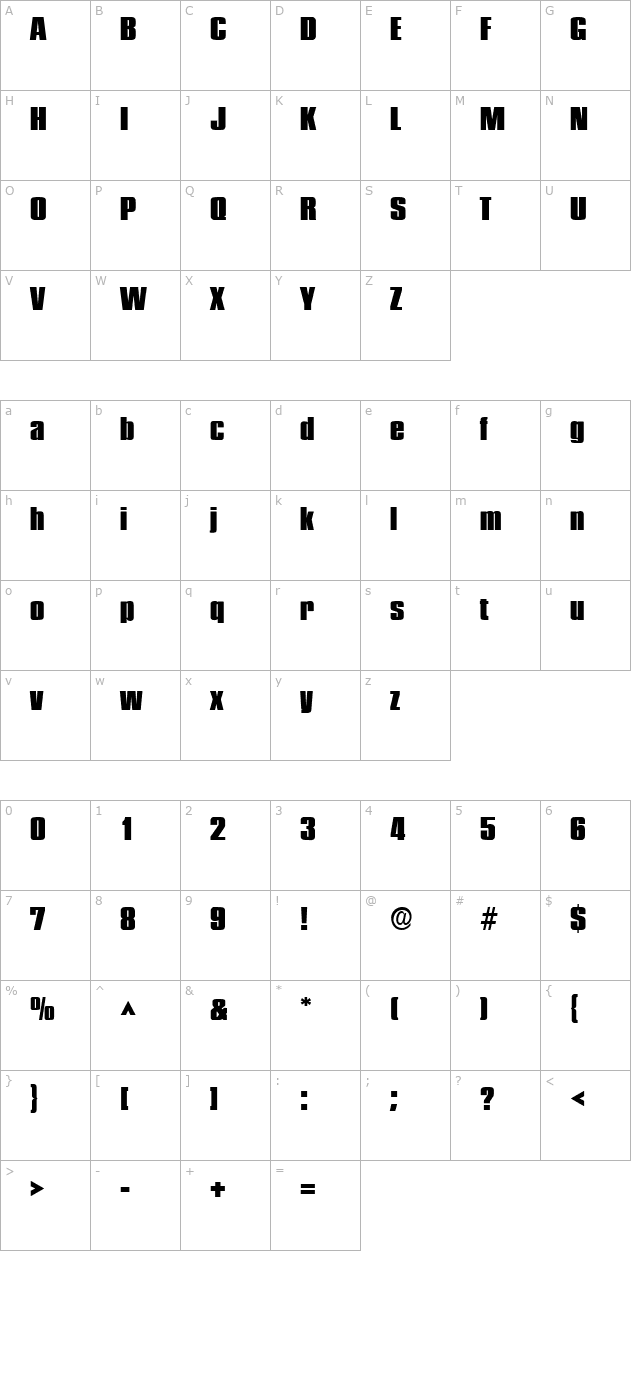 Plakette 5 SF character map