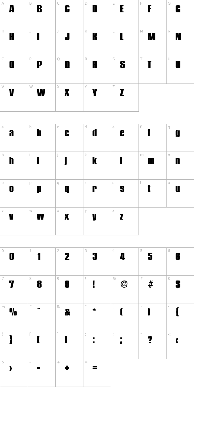 Plakette-Serial-Heavy-Regular character map