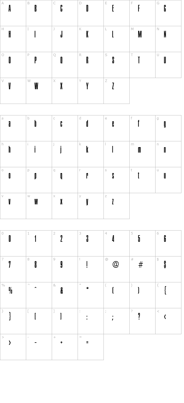 plakette-serial-light-regular character map